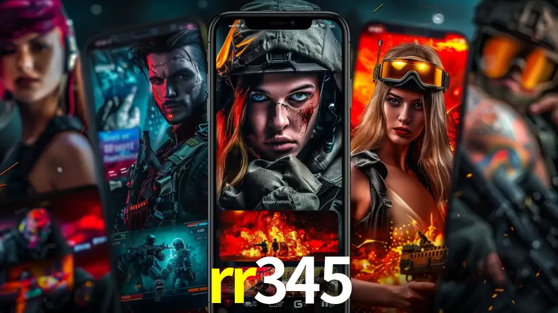 Montagem de telas de celular mostrando diversos personagens, masculinos e femininos, de um jogo de tiro, ilustrando a diversidade de equipes de e-sports para apostar no rr345.